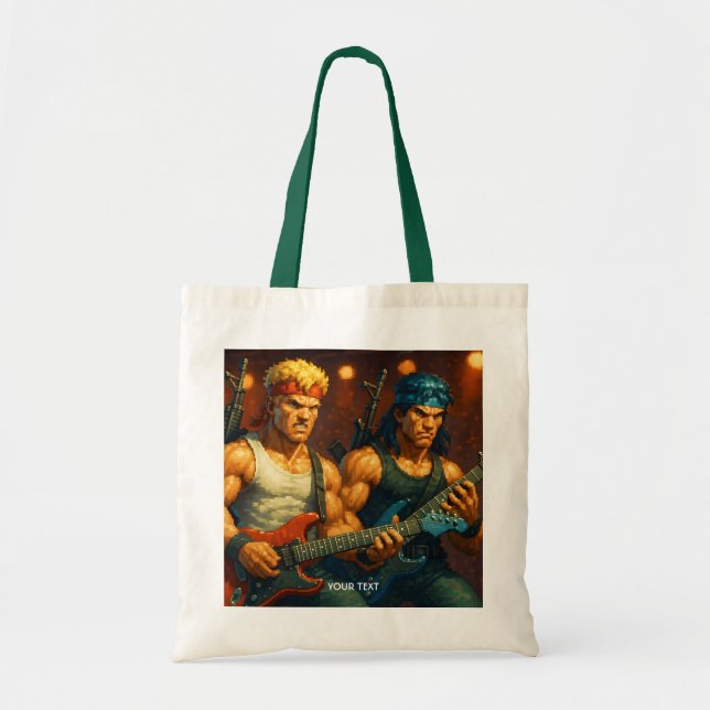Fantasy Cute Pixelized Rock Band Tote Bag (Front)