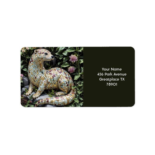 Fantasy Cute Playful Otter Sculpture Label (Front)