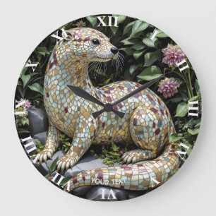 Fantasy Cute Playful Otter Sculpture Large Clock