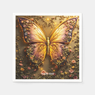 Fantasy Cute Plum Peach Butterfly Napkin