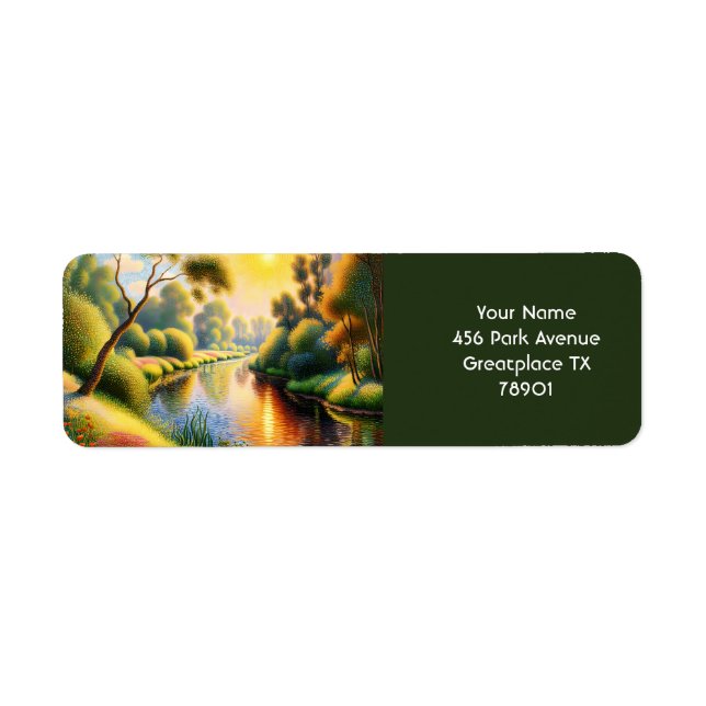 Fantasy Cute Pointillism Landscape River (Front)
