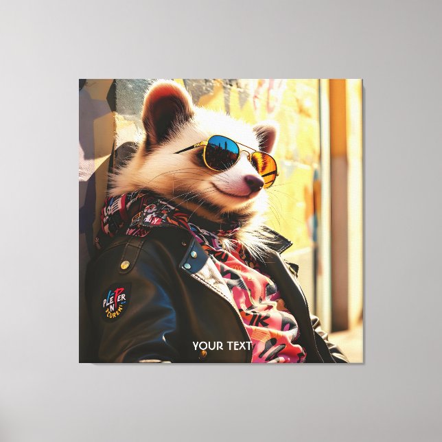 Fantasy Cute Possum Leather Jacket Canvas Print (Front)