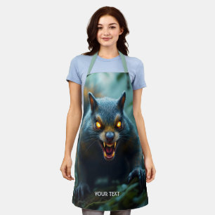 Fantasy Cute Prehistoric Angry Squirrel Apron