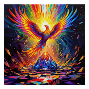 Fantasy Cute Prism Phoenix Rising Poster