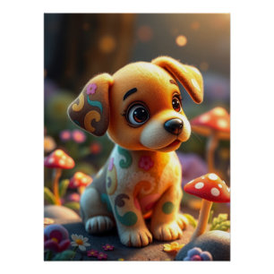 Fantasy cute Puppy Art Poster