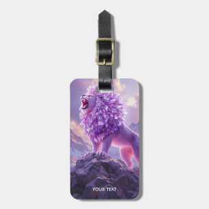Fantasy Cute Purple Amethyst Lion Luggage Tag