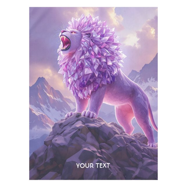 Fantasy Cute Purple Amethyst Lion Tablecloth (Front)