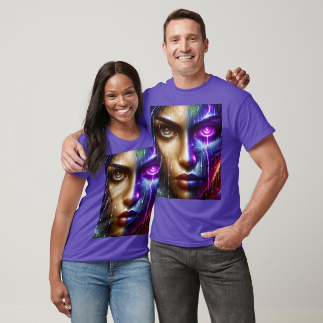 Fantasy Cute Purple Eye Face T-Shirt (Unisex)