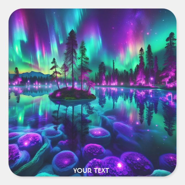 Fantasy Cute Purple Green Tones Square Sticker (Front)