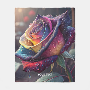 Fantasy Cute Purple Yellow Rose Fleece Blanket