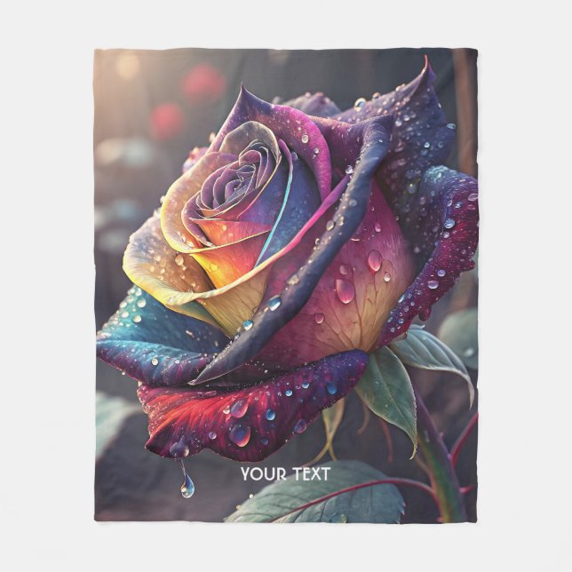 Fantasy Cute Purple Yellow Rose Fleece Blanket (Front)