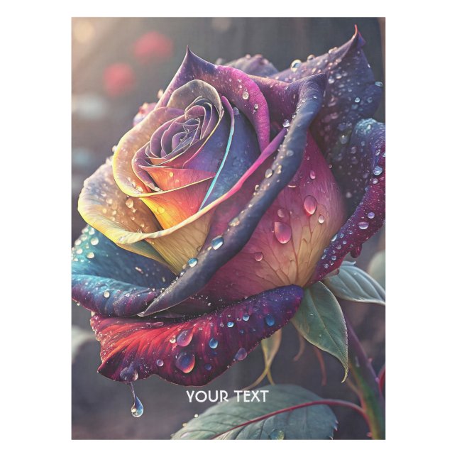 Fantasy Cute Purple Yellow Rose Tablecloth (Front)