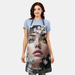 Fantasy Cute Puzzle Girl Face Apron