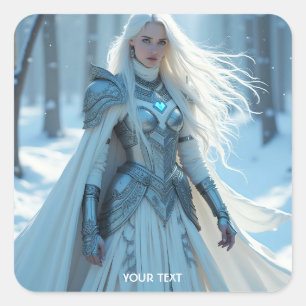 Fantasy Cute Queen White Snow Square Sticker