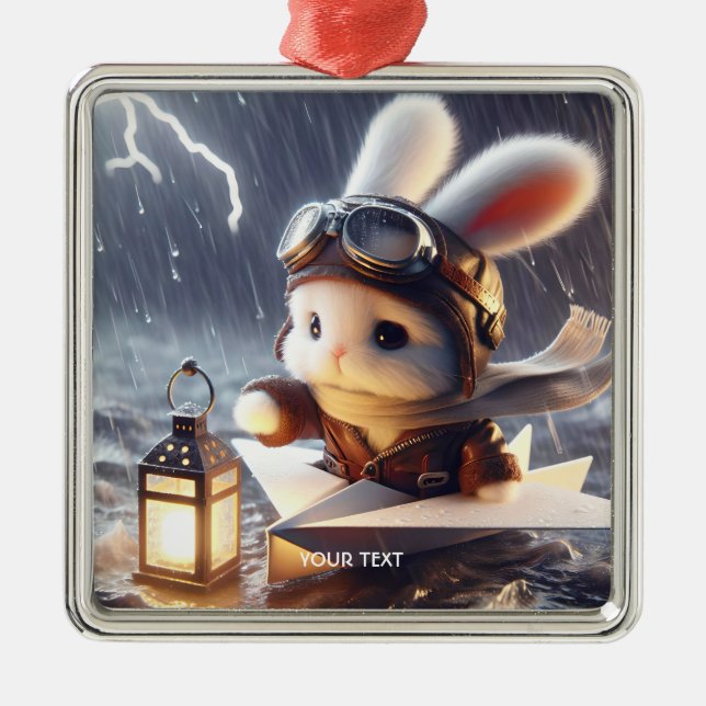 Fantasy Cute Rabbit Post Lantern Metal Tree Decoration (Front)