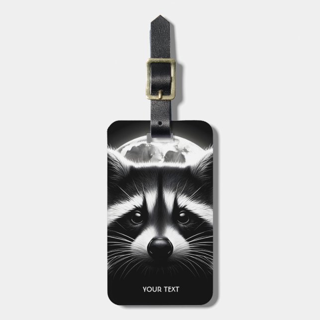 Fantasy Cute Racoon Face Moon Luggage Tag (Front Vertical)