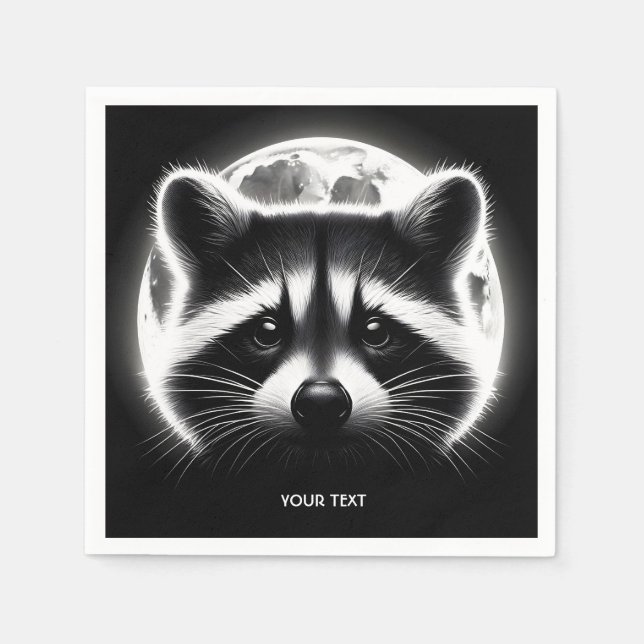 Fantasy Cute Racoon Face Moon Napkin (Front)