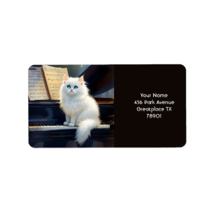 Fantasy Cute Ragdoll Cat On Piano Label