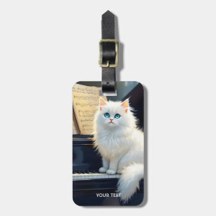 Fantasy Cute Ragdoll Cat On Piano Luggage Tag