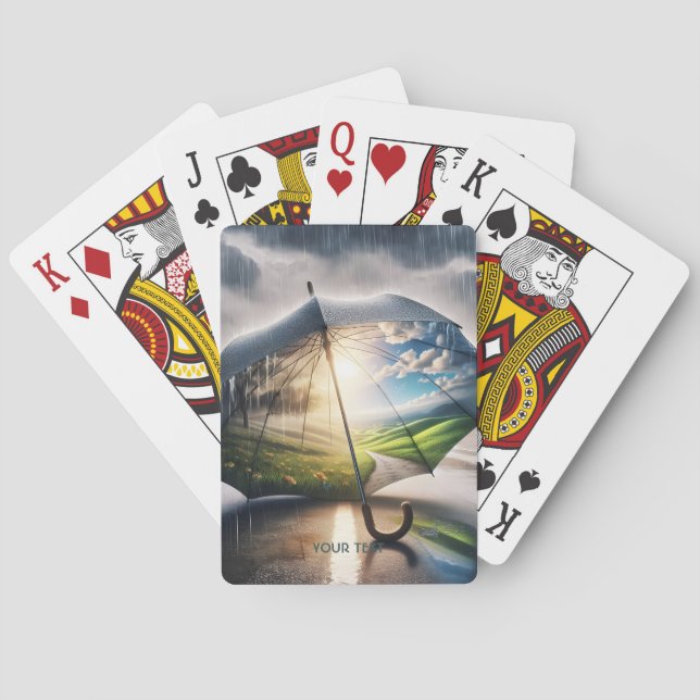 Fantasy Cute Rain Umbrella Sun Playing Cards (Back)