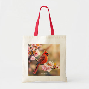 Fantasy Cute Red Bird Cherry Tote Bag