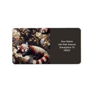 Fantasy Cute Red Panda Art Label
