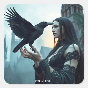 Fantasy Cute Renaissance Gothic Woman Square Sticker