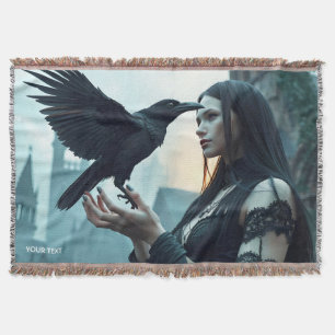 Fantasy Cute Renaissance Gothic Woman Throw Blanket