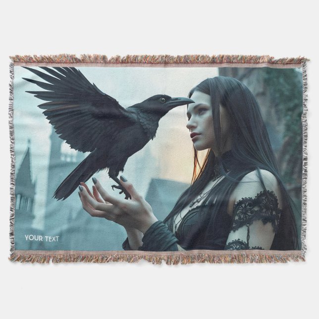Fantasy Cute Renaissance Gothic Woman Throw Blanket (Front)