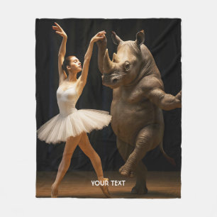 Fantasy Cute Rhino Dancer Ballerina Fleece Blanket