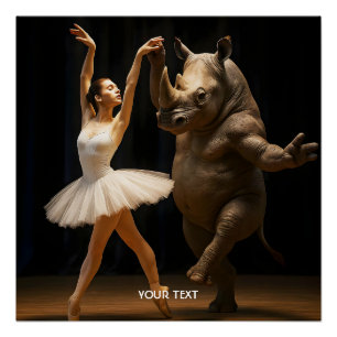 Fantasy Cute Rhino Dancer Ballerina Poster