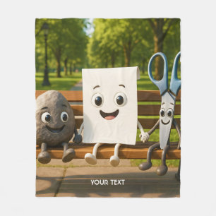 Fantasy Cute Rock Paper Scissors Fleece Blanket