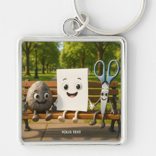 Fantasy Cute Rock Paper Scissors Key Ring