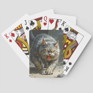 Fantasy Cute Rocks Angry Cat Playing Cards