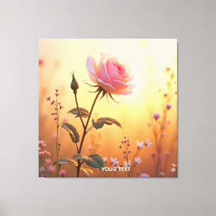 Fantasy Cute Rose Field Flowers Canvas Print