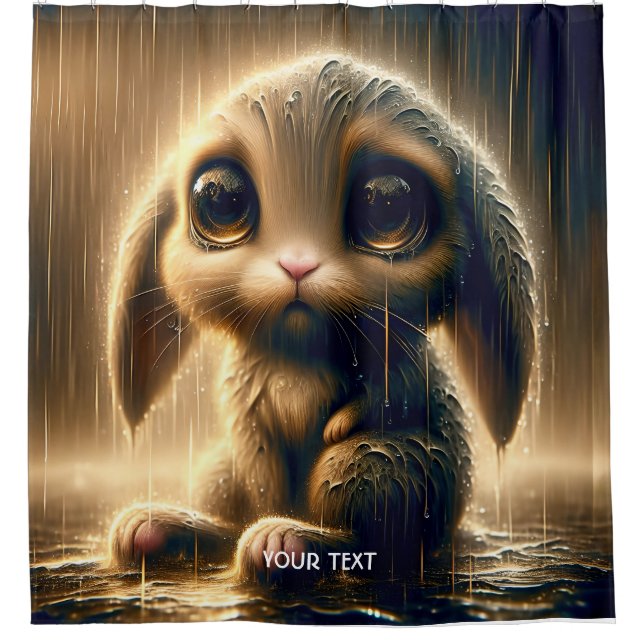 Fantasy Cute Sad Bunny Rain Shower Curtain (Front)