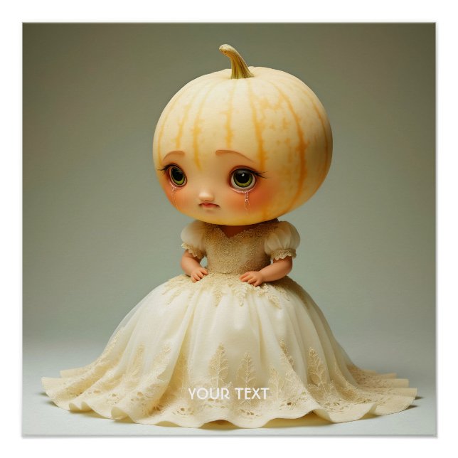 Fantasy Cute Sad Cantaloupe Wedding Poster (Front)