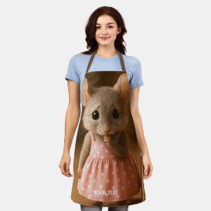 Fantasy Cute Sad Little Mouse Apron