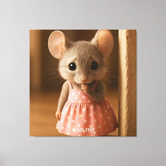 Fantasy Cute Sad Little Mouse  Canvas Print (Front)