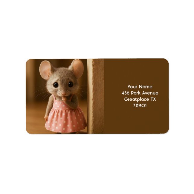 Fantasy Cute Sad Little Mouse Label (Front)