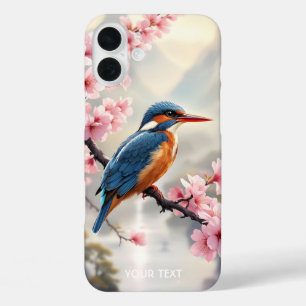 Fantasy Cute Sakura Bird Blue iPhone 16 Plus Case