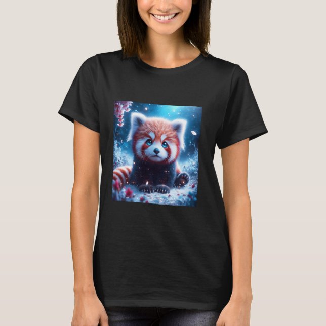 Fantasy Cute Sakura Panda Red T-Shirt (Front)