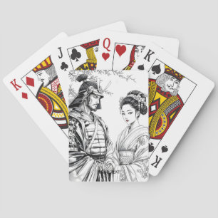 Fantasy Cute Samurai Geisha Pencil Playing Cards