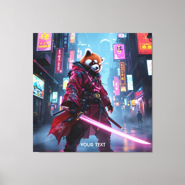Fantasy Cute Samurai Red Panda Canvas Print (Front)