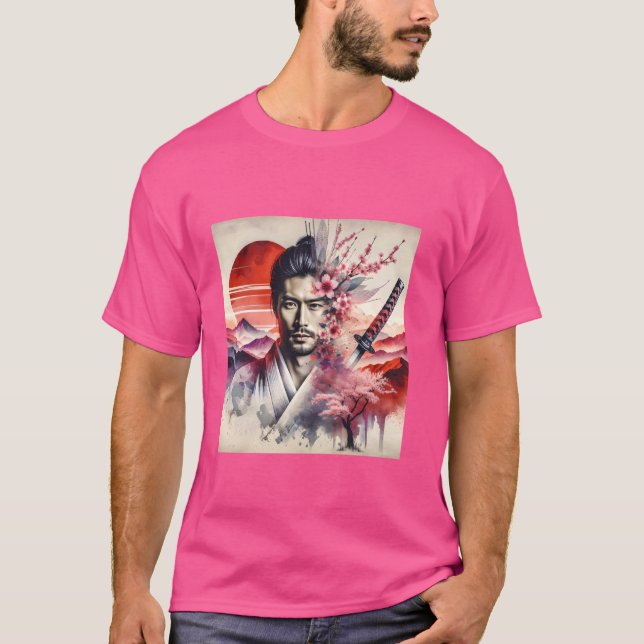 Fantasy Cute Samurai Sun Katana T-Shirt (Front)