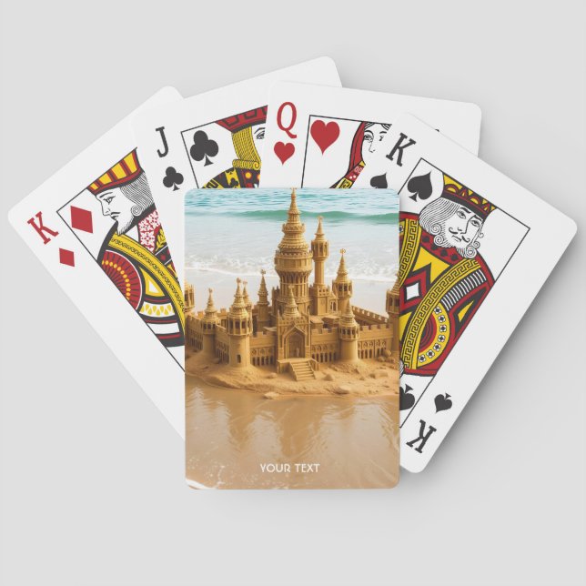 Fantasy Cute Sand Castle Beach Playing Cards (Back)