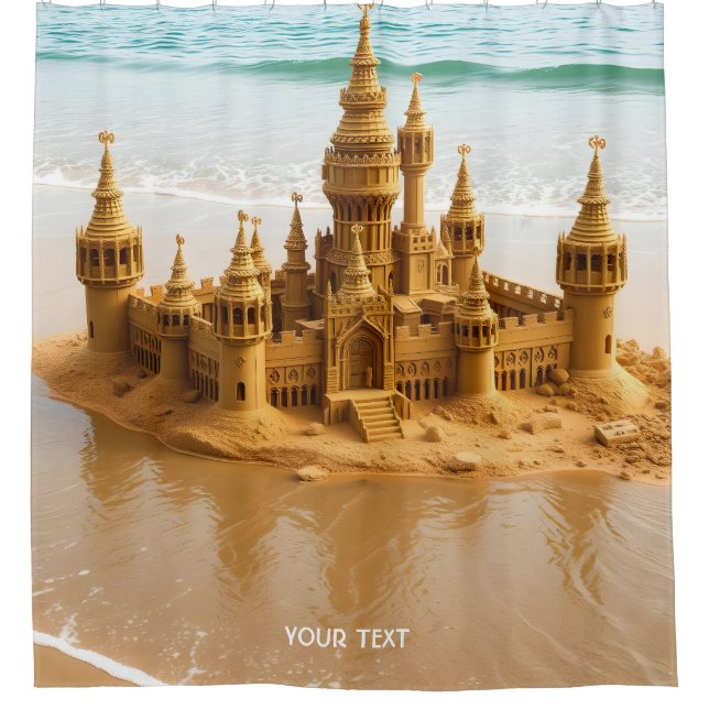 Fantasy Cute Sand Castle Beach Shower Curtain (Front)