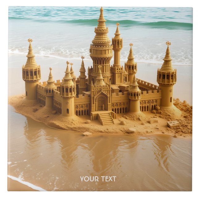 Fantasy Cute Sand Castle Beach Tile (Front)