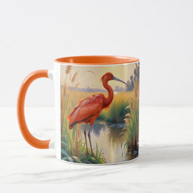 Fantasy Cute Scarlet Ibis Evening Mug (Left)