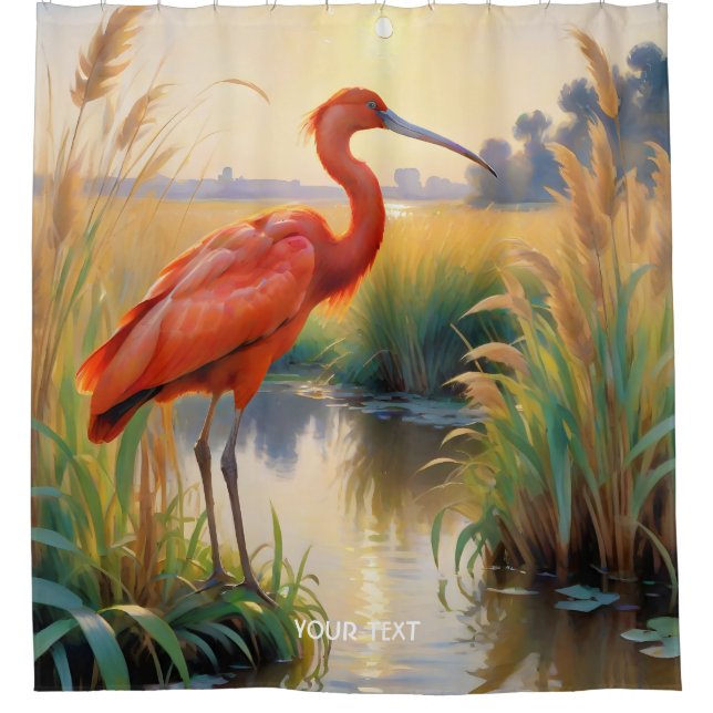 Fantasy Cute Scarlet Ibis Evening Shower Curtain (Front)